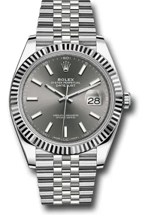   x Steel and White Gold   sor Datejust 41 Watch - Fluted Bezel - Dark Rhodium Index Dial - Jubilee Bracelet - 126334 dkrij Datejust watch for sale   x Datejust watch