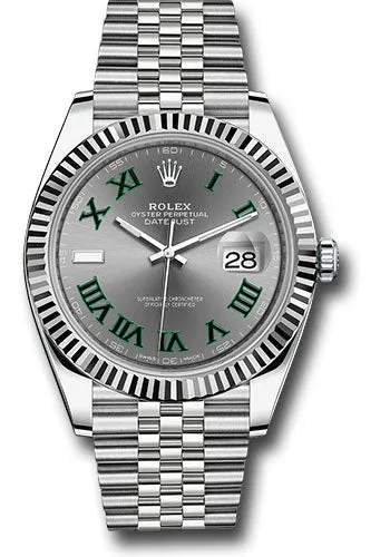   x Steel and White Gold   sor Datejust 41 Watch - Fluted Bezel - Slate Green Roman Dial - Jubilee Bracelet - 126334 slgrj Datejust watch for sale   x Datejust watch