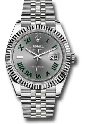   x Steel and White Gold   sor Datejust 41 Watch - Fluted Bezel - Slate Green Roman Dial - Jubilee Bracelet - 126334 slgrj Datejust watch for sale   x Datejust watch