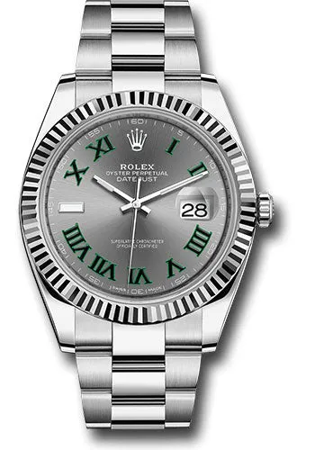   x Steel and White Gold   sor Datejust 41 Watch - Fluted Bezel - Slate Green Roman Dial - Oyster Bracelet - 126334 slgro Datejust watch for sale   x Datejust watch