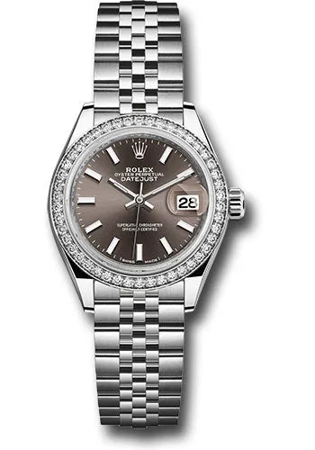   x Steel and White Gold   sor Lady-Datejust 28 Watch - 44 Diamond Bezel - Dark Grey Index Dial - Jubilee Bracelet - 279384RBR dgij Datejust watch for sale   x Datejust watch