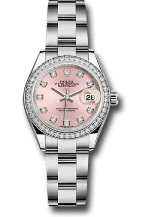   x Steel and White Gold   sor Lady-Datejust 28 Watch - 44 Diamond Bezel - Pink Diamond Dial - Oyster Bracelet - 279384RBR pdo Datejust watch for sale   x Datejust watch
