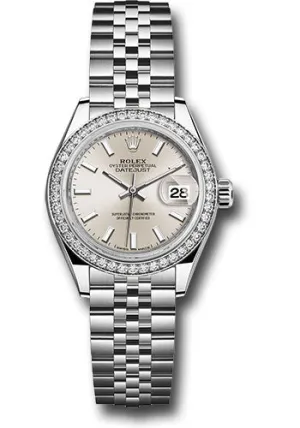   x Steel and White Gold   sor Lady-Datejust 28 Watch - 44 Diamond Bezel - Silver Index Dial - Jubilee Bracelet - 279384RBR sij Datejust watch for sale   x Datejust watch