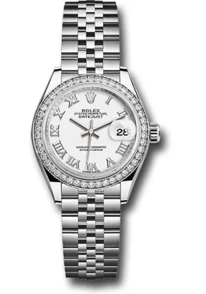   x Steel and White Gold   sor Lady-Datejust 28 Watch - 44 Diamond Bezel - White Roman Dial - Jubilee Bracelet - 279384RBR wrj Datejust watch for sale   x Datejust watch