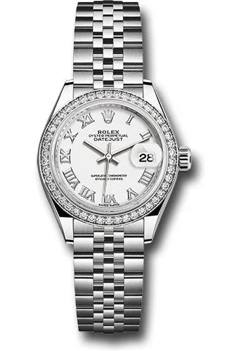   x Steel and White Gold   sor Lady-Datejust 28 Watch - 44 Diamond Bezel - White Roman Dial - Jubilee Bracelet - 279384RBR wrj Datejust watch for sale   x Datejust watch