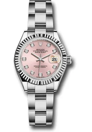   x Steel and White Gold   sor Lady-Datejust 28 Watch - Fluted Bezel - Pink Diamond Dial - Oyster Bracelet - 279174 pdo Datejust watch for sale   x Datejust watch
