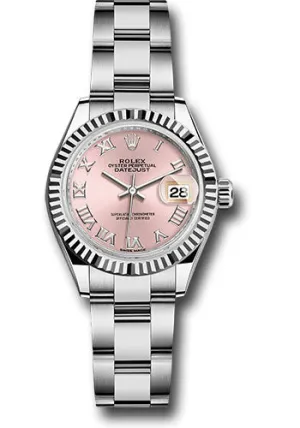   x Steel and White Gold   sor Lady-Datejust 28 Watch - Fluted Bezel - Pink Roman Dial - Oyster Bracelet - 279174 pro Datejust watch for sale   x Datejust watch