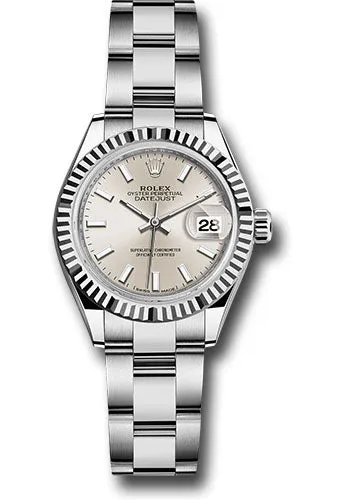   x Steel and White Gold   sor Lady-Datejust 28 Watch - Fluted Bezel - Silver Index Dial - Oyster Bracelet - 279174 sio Datejust watch for sale   x Datejust watch