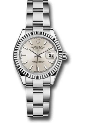   x Steel and White Gold   sor Lady-Datejust 28 Watch - Fluted Bezel - Silver Index Dial - Oyster Bracelet - 279174 sio Datejust watch for sale   x Datejust watch