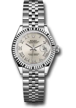   x Steel and White Gold   sor Lady-Datejust 28 Watch - Fluted Bezel - Silver Roman Dial - Jubilee Bracelet - 279174 srj Datejust watch for sale   x Datejust watch
