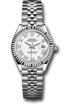   x Steel and White Gold   sor Lady-Datejust 28 Watch - Fluted Bezel - White Roman Dial - Jubilee Bracelet - 279174 wrj Datejust watch for sale   x Datejust watch