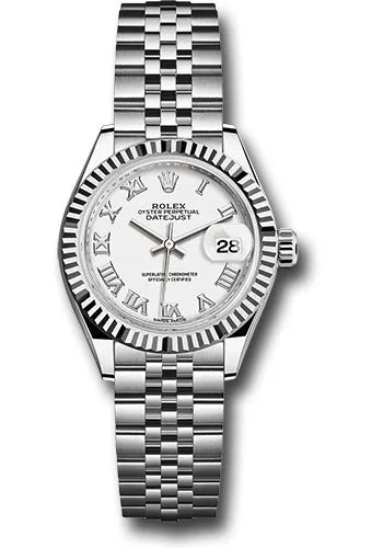   x Steel and White Gold   sor Lady-Datejust 28 Watch - Fluted Bezel - White Roman Dial - Jubilee Bracelet - 279174 wrj Datejust watch for sale   x Datejust watch