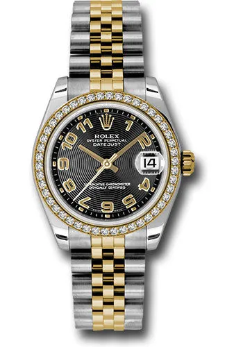  x Steel and Yellow Gold Datejust 31 Watch - 46 Diamond Bezel - Black Concentric Circle Arabic Dial - Jubilee Bracelet 178383 bkcaj Datejust watch for sale   x Datejust watch