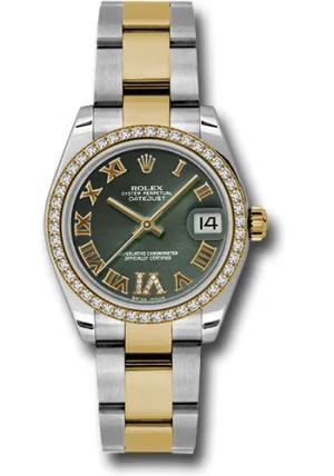   x Steel and Yellow Gold Datejust 31 Watch - 46 Diamond Bezel - Olive Green Diamond Roman Vi Roman Dial - Oyster Bracelet 178383 ogdro Datejust watch for sale   x Datejust watch
