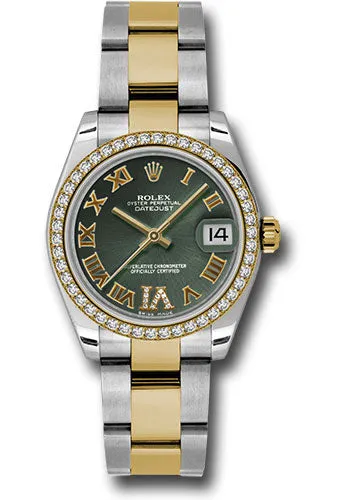   x Steel and Yellow Gold Datejust 31 Watch - 46 Diamond Bezel - Olive Green Diamond Roman Vi Roman Dial - Oyster Bracelet 178383 ogdro Datejust watch for sale   x Datejust watch