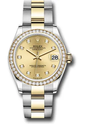   x Steel and Yellow Gold Datejust 31 Watch - Diamond Bezel - Champagne Diamond Dial - Oyster Bracelet 278383RBR chdo Datejust watch for sale   x Datejust watch