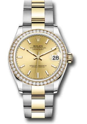   x Steel and Yellow Gold Datejust 31 Watch - Diamond Bezel - Champagne Index Dial - Oyster Bracelet 278383RBR chio Datejust watch for sale   x Datejust watch