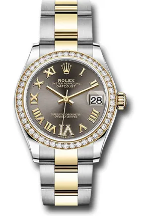   x Steel and Yellow Gold Datejust 31 Watch - Diamond Bezel - Dark Grey Diamond Roman Six Dial - Oyster Bracelet 278383RBR dkgdr6o Datejust watch for sale   x Datejust watch