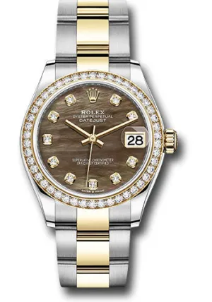   x Steel and Yellow Gold Datejust 31 Watch - Diamond Bezel - Dark Mother-of-Pearl Diamond Dial - Oyster Bracelet 278383RBR dkmdo Datejust watch for sale   x Datejust watch