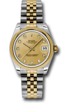   x Steel and Yellow Gold Datejust 31 Watch - Domed Bezel - Champagne Diamond Dial - Jubilee Bracelet 178243 chdj Datejust watch for sale   x Datejust watch