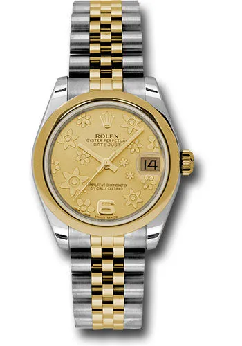   x Steel and Yellow Gold Datejust 31 Watch - Domed Bezel - Champagne Floral Motif Dial - Jubilee Bracelet 178243 chfj Datejust watch for sale   x Datejust watch