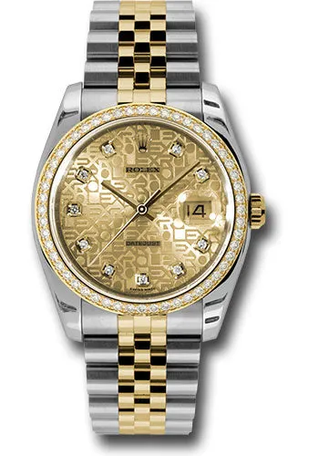   x Steel and Yellow Gold   sor Datejust 36 Watch - 52 Brilliant-Cut Diamond Bezel - Champagne Jubilee Diamond Dial - Jubilee Bracelet - 116243 chjdj Datejust watch for sale   x Datejust watch