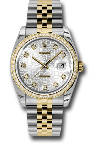   x Steel and Yellow Gold   sor Datejust 36 Watch - 52 Brilliant-Cut Diamond Bezel - Silver Jubilee Diamond Dial - Jubilee Bracelet - 116243 sjdj Datejust watch for sale   x Datejust watch