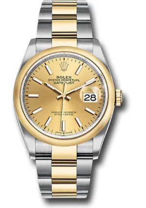   x Steel and Yellow Gold   sor Datejust 36 Watch - Domed Bezel - Champagne Index Dial - Oyster Bracelet - 126203 chio Datejust watch for sale   x Datejust watch