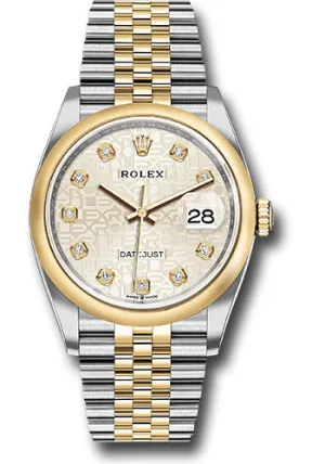   x Steel and Yellow Gold   sor Datejust 36 Watch - Domed Bezel - Silver Jubilee Diamond Dial - Jubilee Bracelet - 126203 sjdj Datejust watch for sale   x Datejust watch