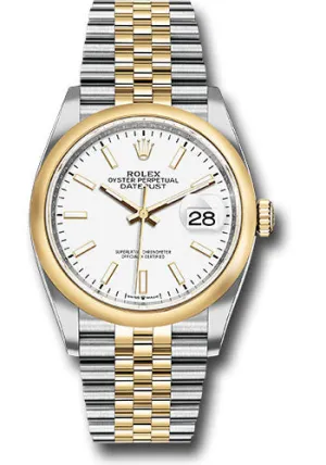   x Steel and Yellow Gold   sor Datejust 36 Watch - Domed Bezel - White Index Dial - Jubilee Bracelet - 126203 wij Datejust watch for sale   x Datejust watch
