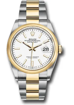   x Steel and Yellow Gold   sor Datejust 36 Watch - Domed Bezel - White Index Dial - Oyster Bracelet - 126203 wio Datejust watch for sale   x Datejust watch