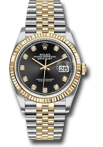   x Steel and Yellow Gold   sor Datejust 36 Watch - Fluted Bezel - Black Diamond Dial - Jubilee Bracelet - 126233 bkdj Datejust watch for sale   x Datejust watch