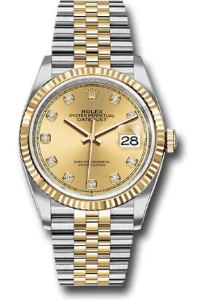   x Steel and Yellow Gold   sor Datejust 36 Watch - Fluted Bezel - Champagne Diamond Dial - Jubilee Bracelet - 126233 chdj Datejust watch for sale   x Datejust watch
