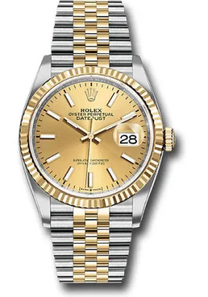   x Steel and Yellow Gold   sor Datejust 36 Watch - Fluted Bezel - Champagne Index Dial - Jubilee Bracelet - 126233 chij Datejust watch for sale   x Datejust watch