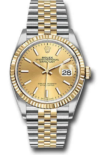   x Steel and Yellow Gold   sor Datejust 36 Watch - Fluted Bezel - Champagne Index Dial - Jubilee Bracelet - 126233 chij Datejust watch for sale   x Datejust watch