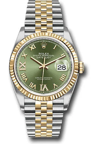   x Steel and Yellow Gold   sor Datejust 36 Watch - Fluted Bezel - Olive Green Roman Dial - Jubilee Bracelet - 126233 ogdr69j Datejust watch for sale   x Datejust watch