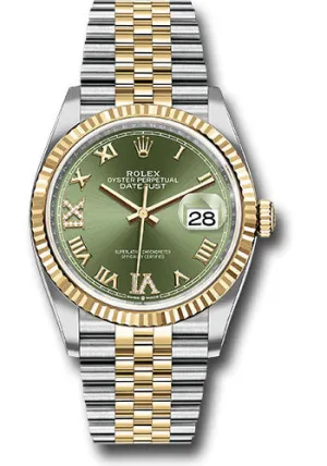   x Steel and Yellow Gold   sor Datejust 36 Watch - Fluted Bezel - Olive Green Roman Dial - Jubilee Bracelet - 126233 ogdr69j Datejust watch for sale   x Datejust watch