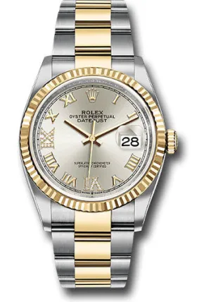   x Steel and Yellow Gold   sor Datejust 36 Watch - Fluted Bezel - Silver Roman Dial - Oyster Bracelet - 126233 sdr69o Datejust watch for sale   x Datejust watch