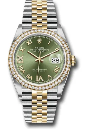   x Steel and Yellow Gold   sor Datejust 36 Watch - Yellow Diamond Bezel - Olive Green Roman Dial - Jubilee Bracelet - 126283RBR ogdr69j Datejust watch for sale   x Datejust watch