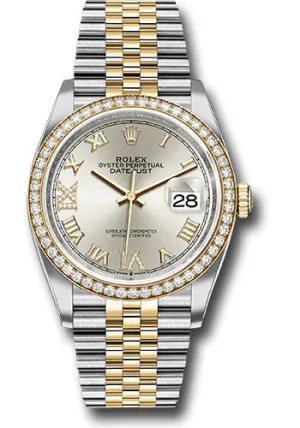   x Steel and Yellow Gold   sor Datejust 36 Watch - Yellow Diamond Bezel - Silver Roman Dial - Jubilee Bracelet - 126283RBR sdr69j Datejust watch for sale   x Datejust watch