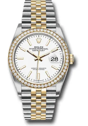   x Steel and Yellow Gold   sor Datejust 36 Watch - Yellow Diamond Bezel - White Index Dial - Jubilee Bracelet - 126283RBR wij Datejust watch for sale   x Datejust watch