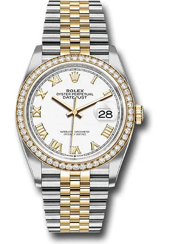   x Steel and Yellow Gold   sor Datejust 36 Watch - Yellow Diamond Bezel - White Roman Dial - Jubilee Bracelet - 126283RBR wrj Datejust watch for sale   x Datejust watch