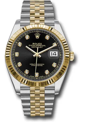   x Steel and Yellow Gold   sor Datejust 41 Watch - Fluted Bezel - Black Diamond Dial - Jubilee Bracelet - 126333 bkdj Datejust watch for sale   x Datejust watch