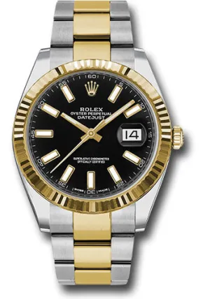   x Steel and Yellow Gold   sor Datejust 41 Watch - Fluted Bezel - Black Index Dial - Oyster Bracelet - 126333 bkio Datejust watch for sale   x Datejust watch