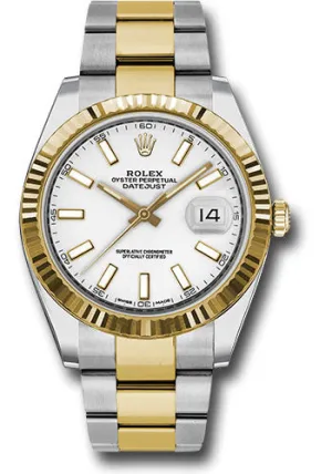   x Steel and Yellow Gold   sor Datejust 41 Watch - Fluted Bezel - White Index Dial - Oyster Bracelet - 126333 wio Datejust watch for sale   x Datejust watch