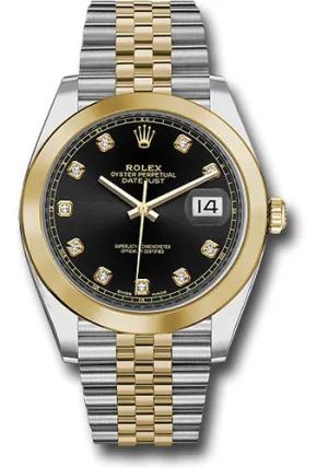   x Steel and Yellow Gold   sor Datejust 41 Watch - Smooth Bezel - Black Diamond Dial - Jubilee Bracelet - 126303 bkdj Datejust watch for sale   x Datejust watch