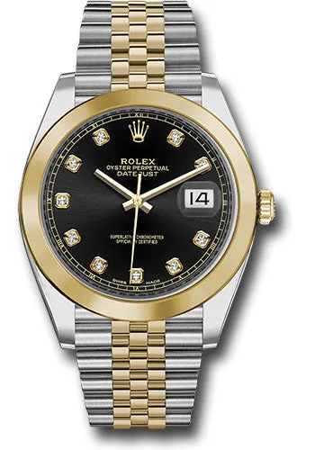  x Steel and Yellow Gold   sor Datejust 41 Watch - Smooth Bezel - Black Diamond Dial - Jubilee Bracelet - 126303 bkdj Datejust watch for sale   x Datejust watch