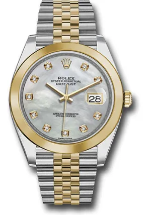   x Steel and Yellow Gold   sor Datejust 41 Watch - Smooth Bezel - Mother-of-Pearl Diamond Dial - Jubilee Bracelet - 126303 mdj Datejust watch for sale   x Datejust watch