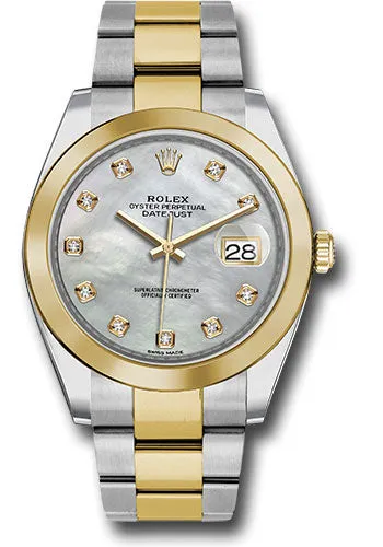   x Steel and Yellow Gold   sor Datejust 41 Watch - Smooth Bezel - Mother-of-Pearl Diamond Dial - Oyster Bracelet - 126303 mdo Datejust watch for sale   x Datejust watch