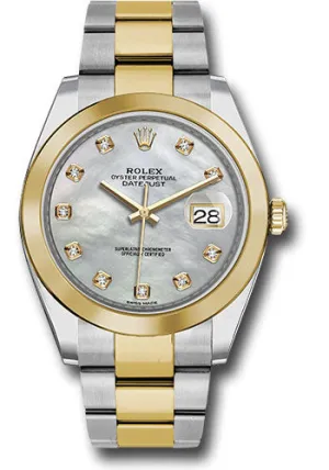  x Steel and Yellow Gold   sor Datejust 41 Watch - Smooth Bezel - Mother-of-Pearl Diamond Dial - Oyster Bracelet - 126303 mdo Datejust watch for sale   x Datejust watch